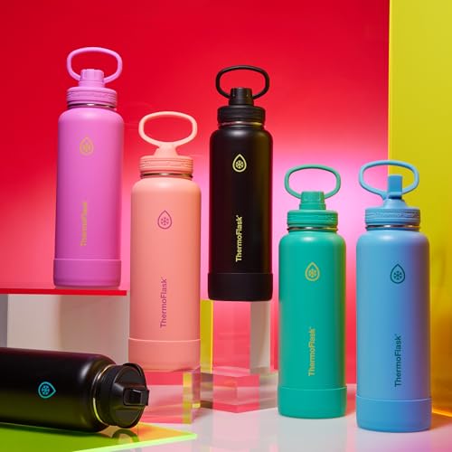 ThermoFlask Termo Aislado con Tapa de Pajilla (40 oz, Electric Eclipse) - Botella de Acero Inoxidable para Bebidas Frías y Calientes, Antigoteo, para Viajes y Hidratación Diaria miniatura 5