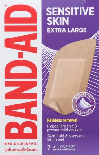 Image of Band-Aid Adhesive Bandages, Sensitive Skin, 7 ct (Pack of 3) | Hypoallergenic | Painless Removal | Water Resistant | Eczema Friendly