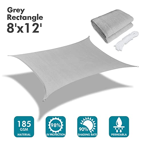 Image of KANAGAWA 8'x12' Sun Shade Sail Gray Curved Rectangle