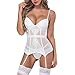 Produktbild SuperSU Damen Blumen Bodys Große Offene Maschen Brüste und Socken Baby Dolls Bodystockings Baumwolle Transparente Underwear Set Frauen Unterwäsche Jumpsuits Nightwear