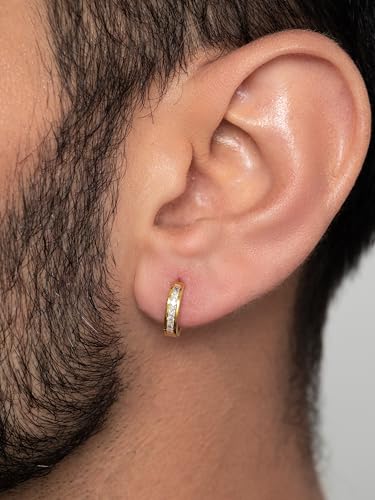 Image of ORIONZ Hoop Earrings for Men & Boys (1 Piece) - 925 Sterling Silver - Gift for Birthday Anniversary - 18k Gold Plated Jewellery - Men Fashion
