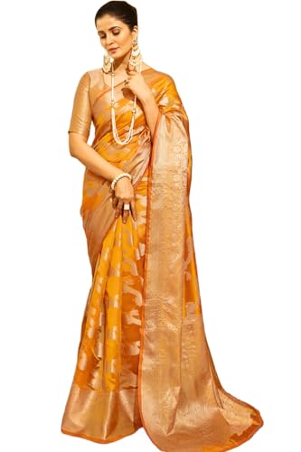 Image of SWORNOF Women's kanjivaram banarasi silk saree for Patola festival Wedding silk with rich pallu Design sarees for women with blouse piece