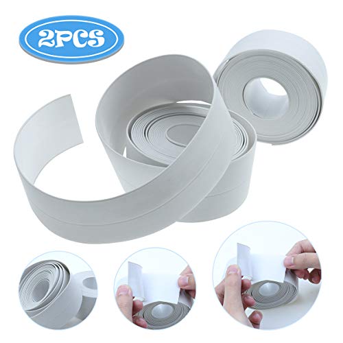 MotBach 2 Roll White Caulk Strip Waterproof Repair Caulking Tape Self Adhesive Caulk