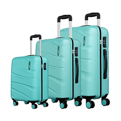 Image of Safari Set of 3 Persia Polycarbonate 8 Wheel Spinner Hardside Small, Medium & Large Size (Cabin & Check-in Suitcase) Luggage Spearmint Color 55cm, 65cm & 77cm
