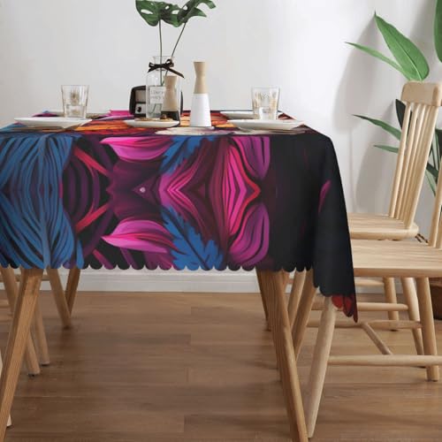 Nappe de table rectangulaire lavable imprimée tropicale anti-tache pour salle à manger - 4