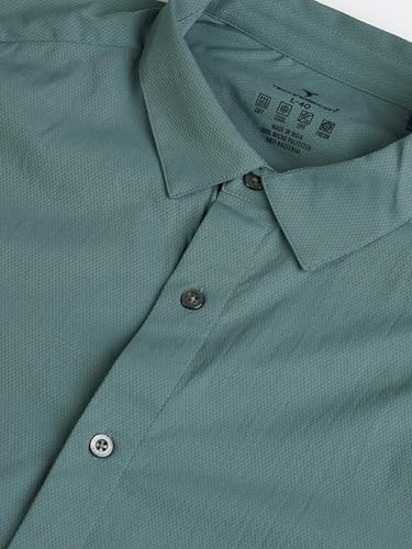 Image of TECHNOSPORT Men's Polyester Slim Fit Solid Casual Shirt with Ts Lytra