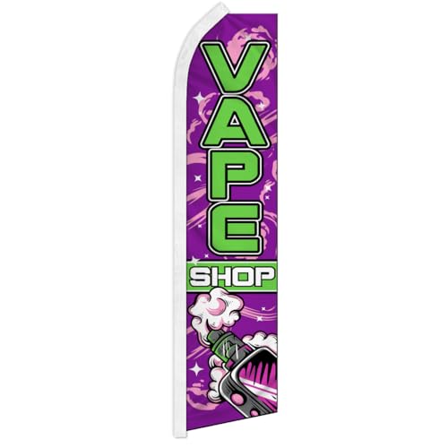 Vape Shop Purple & Green Swooper Flag image