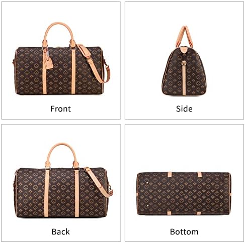Travel Duffel Bag for Men Leather Overnight Weekender Luggage Tote-Carry On Large Traveling Handbag for Gym Holiday (Large, Flower) 2 Travel Duffel Bag for Men Leather Overnight Weekender Luggage Tote-Carry On Large Traveling Handbag for Gym Holiday (Large, Flower)