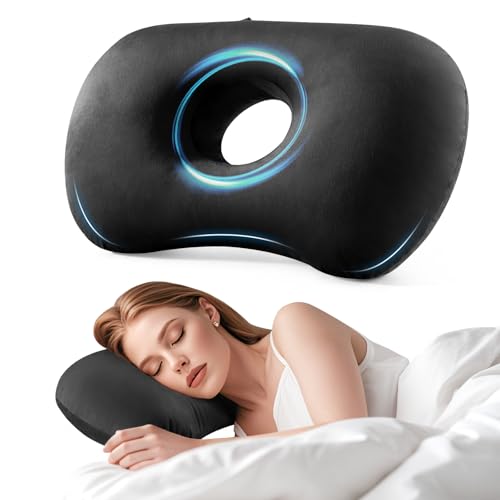 SofGlowly Ear Piercing Pillow for Side Sleepers, Larger Ear Hole Design for Comfortable Sleep,