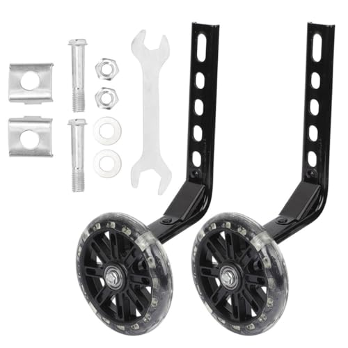 Ruedas de Entrenamiento Abaodam para Bicicletas de 12 a 20 Pulgadas, Ruedas Auxiliares Antideslizantes con Luz Intermitente, 2 Piezas Negras para Niños miniatura 1