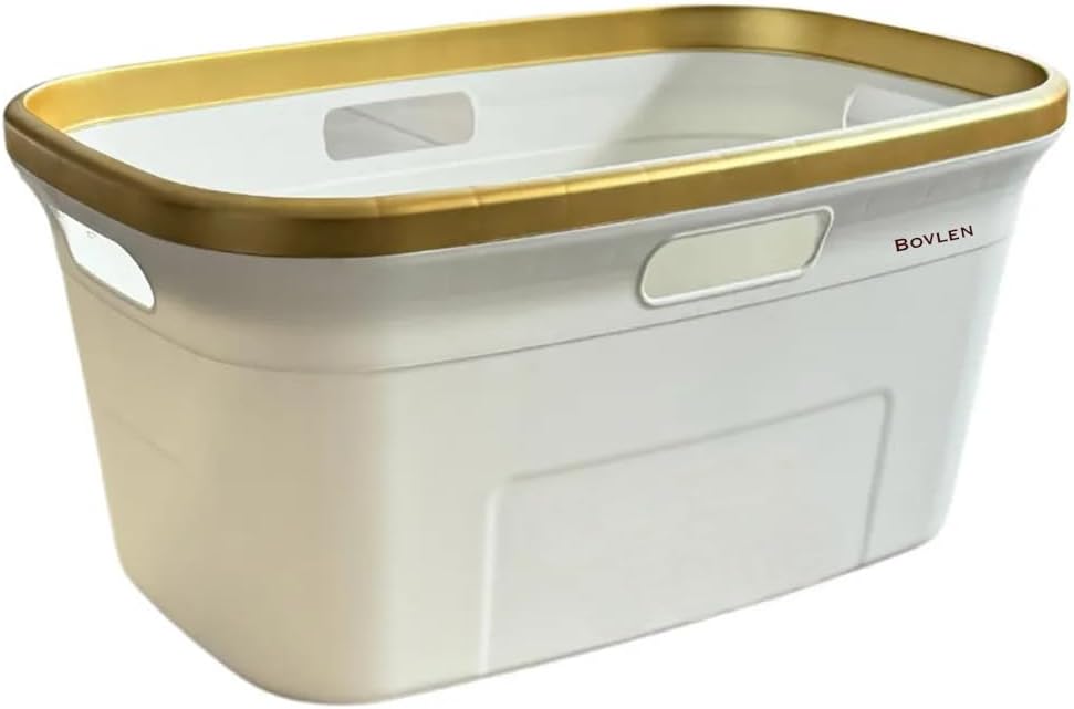 Dört Taraftan Tutulabilen GOLD Çamaşır Sepeti - 20 Litre Çamaşır Selesi - Kirli Çamaşır Sepeti - PP+