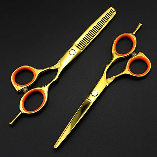 5.5 Inch 4 Color Hairdressing Scissors Set Haircut Thinning Hairdresser Scissors Flat Cut Teeth Scissors Hairdresser Scissors Hair Cutting Shears (Color : Rainbow) (Goud B)