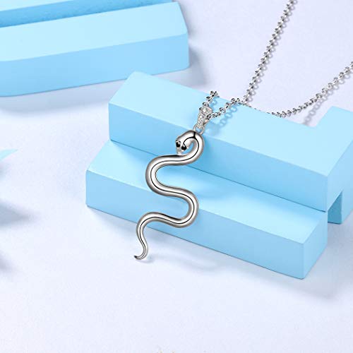 Snake Pendant Necklace Gothic Jewelry Women Girls Choker Animal Snake Necklace White Gold Over 925 Sterling Silver Snake Perpent Necklace Statement Cocktail Party Necklace For Girls And Boys Fp0145W #TOP1