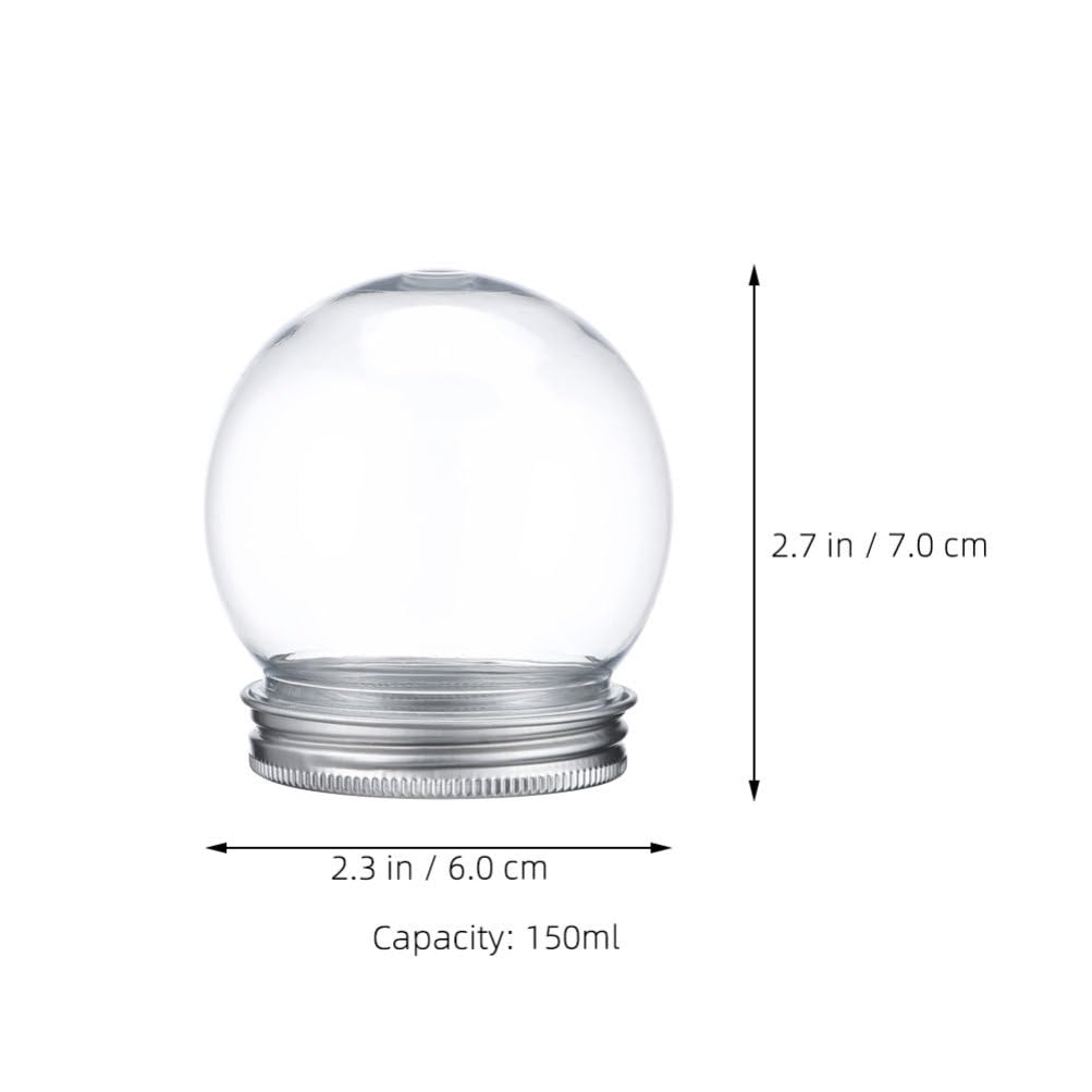 GLEAVI Petite boule à neige transparente : 15 boules à neige en plastique de 150 ml avec bouchon à visser pour bonbons, biscuits, loisirs créatifs, Noël, paysage végétal