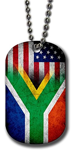ExpressItBest Aluminum Dog Tag Necklace and Key Ring - Flag of South Africa (African) - Rustic/USA