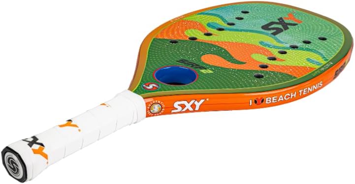 Orange Sirf 2 Sexy Brand Beach Tennis Paddle - High-Performance G-Carbon Face & Frame, Mid Soft EVA Core, SXY Power ORB & Convex LZR Hole System - Perfect for Beginners to Advanced Players