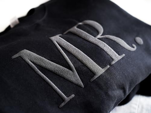 Up2ournecksinfabric - Mrs and Mr Sweatshirt - Honeymoon Outfit - Bridal Shower Gift - Mrs Sweatshirt - New Mrs Gift - Groom Sweatshirt White4