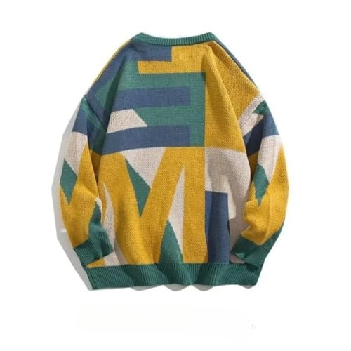 Korean Long Sleeve Knitwear Loose Fit Woven Casual Men's Knit Sweater Top Harajuku Pullovers Male4