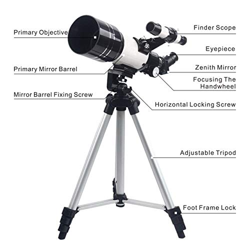Fmg Portable Refractor Telescope For Kids And Adults Astronomy Beginners (70Mm X 300Mm, White, 16X - 200X Magnification) - Anti-Reflective Coated Glass Optics - Lunar Telescope With Moon Mirror #TOP7