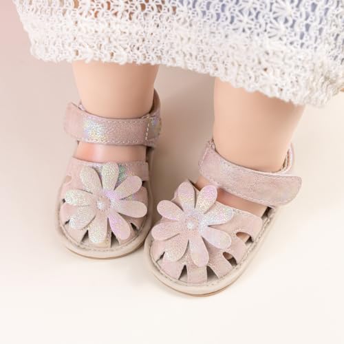 Image of HsdsBebe Baby Girls Sandals Bohemia Flower Bow Soft Sole Toddler First Walkers Beach Summer Shoes