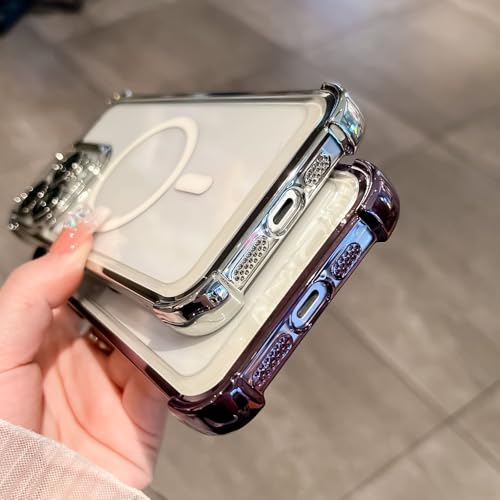 Coque iPhone 12 Pro violet foncé transparente avec charge sans fil