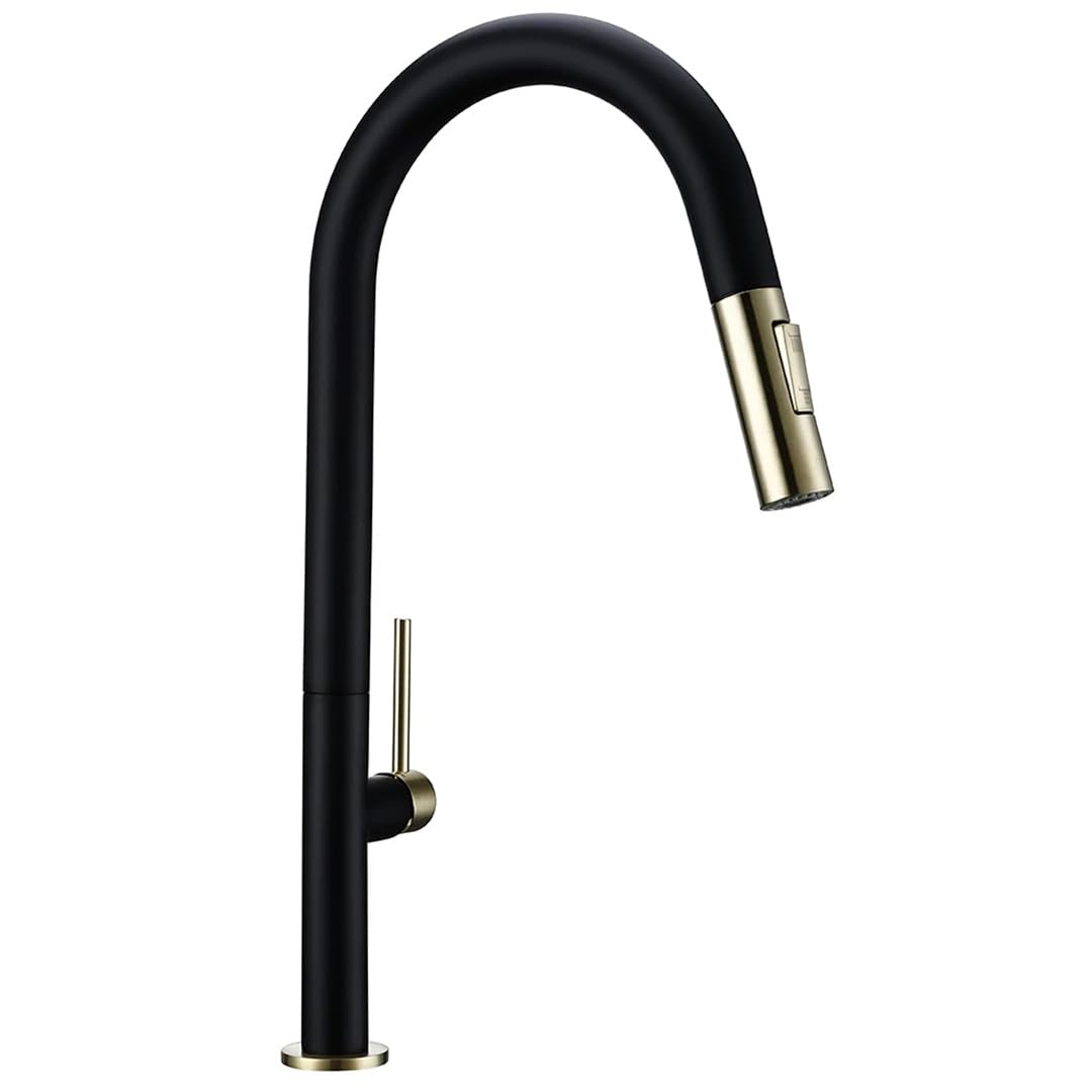 Robinet de cuisine en laiton noir et doré au design élégant et finitions de luxe