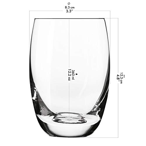Krosno Szklanka do soku Highball | Zestaw 12 sztuk, 360 ml, kolekcja elitarna, idealna do domu, restauracji, na imprezy | Można myć w zmywarce