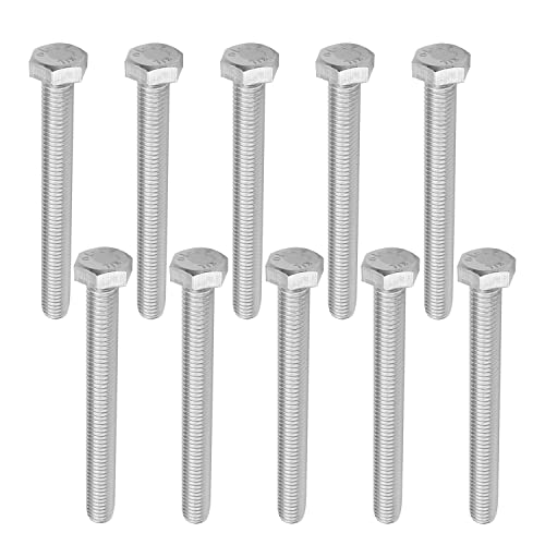 Image of Bettomshin 10Pcs M8 x 75mm Hex Bolts, 304 Stainless Steel 1.25mm Thread Pitch Fully Threaded Metric Hex Head Screw Bolts, Hexagon Screw Bolt, Hex Tap Bolts, Silver, A2-70 (Overall Size 80.3x13x13mm)