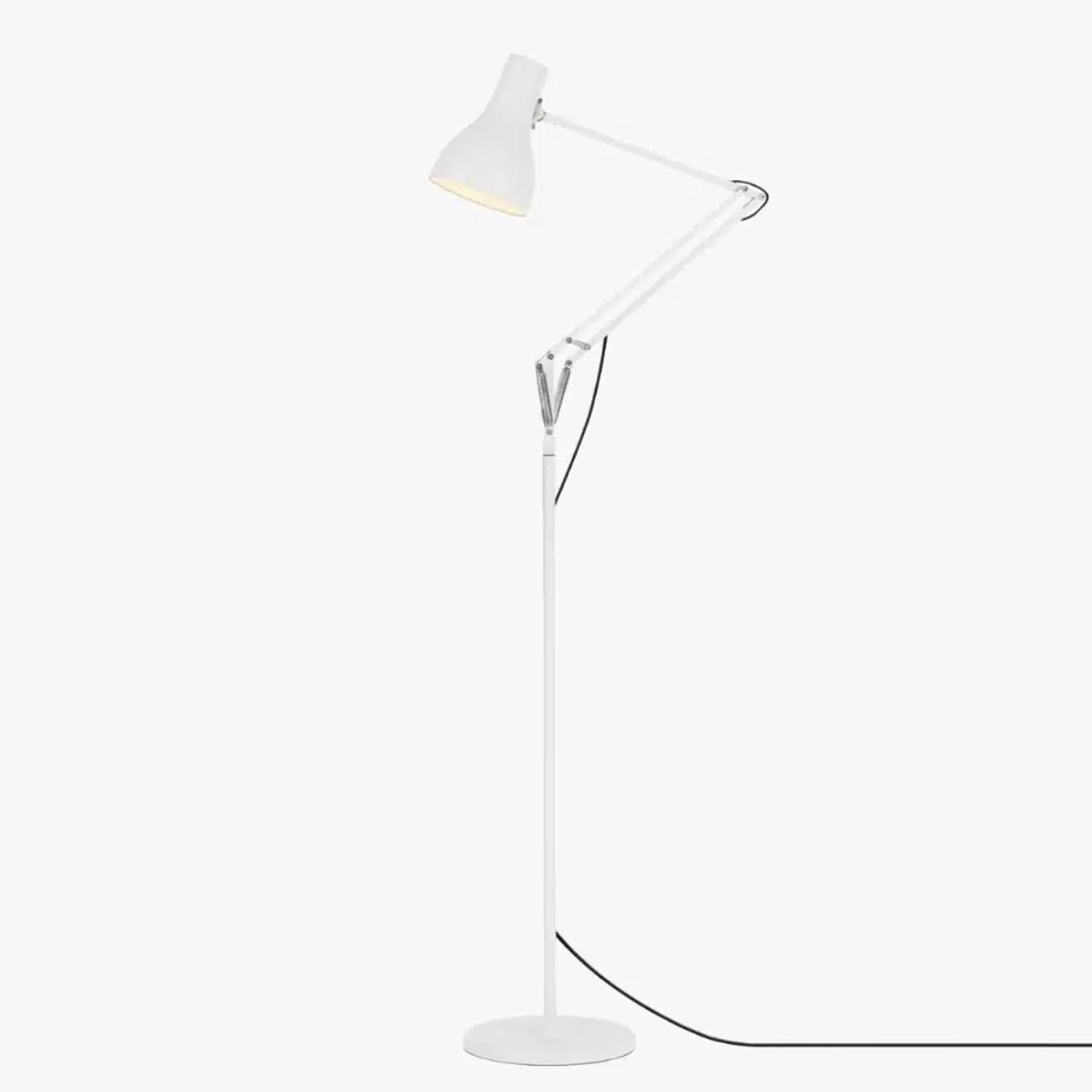 Anglepoise Type 75 Floor Lamp | Matte Paint Finish Cast Iron Base Aluminum Shade & Arms Chrome Plated Fittings Adjustable Reading Light for Home Office Bedroom Decor Essentials (Alpine White)