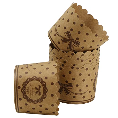 Miniatura 8 de Papel Magdalenas Moldes Cupcakes Hornear - 50 Unidades, Tazas Para Hornear Papel Kraft Magdalenas, Postres, Bodas, Cumpleaños, Fiestas, Resistentes A Altas Temperaturas, Color Marrón