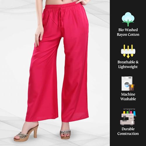 Image of TRASA Women's and Girls Cotton Reyon Regular Fit Palazzo Pants - Available Size - L, XL, 2XL, 3XL