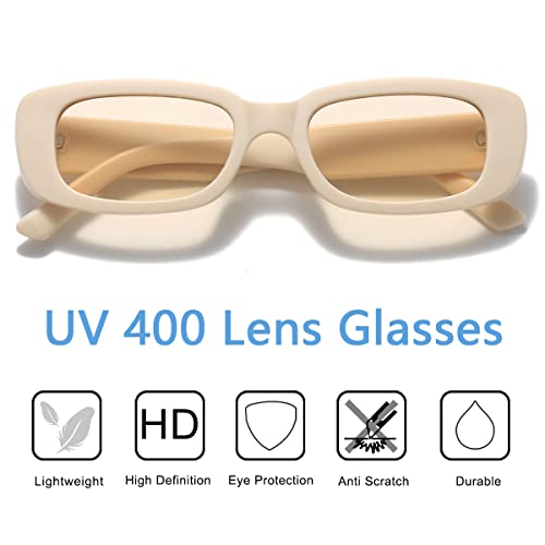 Image of Vintage Rectangle Sunglasses for Women Men 90s Fashion Narrow Square Frame Eyewear UV400 Protection