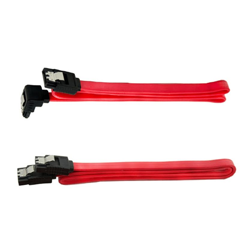Qook Sata Cable for ssd，1 PCS 90 Degree Right Angle and 1pcs Straight Sata 3 Cable,18 Inches SATA Cable for SATA HDD, SSD, CD Driver, CD Writer, E0019