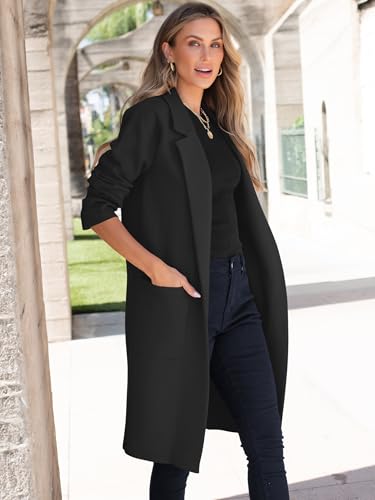 Image of ANRABESS Womens Cardigan Sweater 2026 Fall Outfits Knitted Lapel Long Coats Coatigans