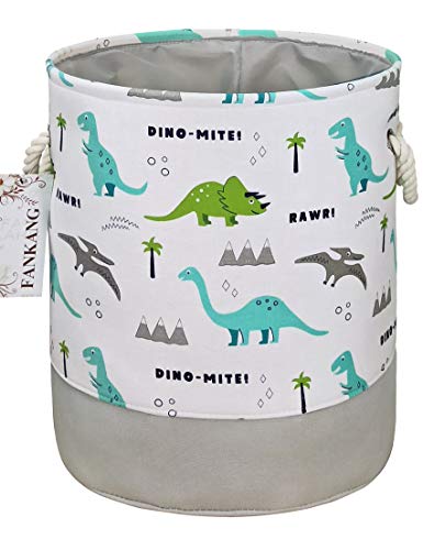FANKANG Aufbewahrungskörbe, zusammenklappbar, praktisch, für Kinderzimmer/Wäschekorb/Spielzeugsammlung, Organizer für Kinderzimmer (grau-dinosaurier) Cover