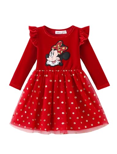 Image of Disney Girls' Tulle Tutu Dress Birthday Party Outfit Baby /Toddler | Officially Licensed, Frozen Elsa, Minnie, Princess, Velvet Top with Belt, Multi-Layer Mesh Skirt, Ruffle Long Sleeve Clothes