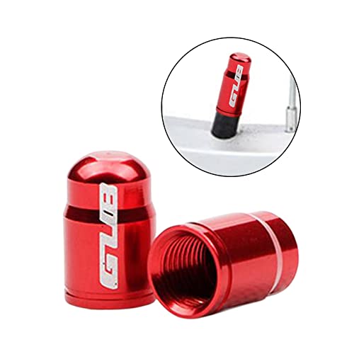 Par de tapas para válvula de neumáticos de bicicleta en aleación de aluminio para válvulas Presta French/Schrader American, cubiertas ultraligeras para polvo para neumáticos de montaña y carretera, color rojo miniatura 6