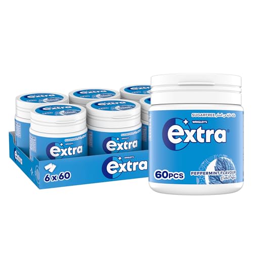Extra Gum Peppermint, Sugar Free Chewing Gum Pack of 6x84g, 60 Pellets, Get Fresh on the Go, and Ready for Every Opportunity