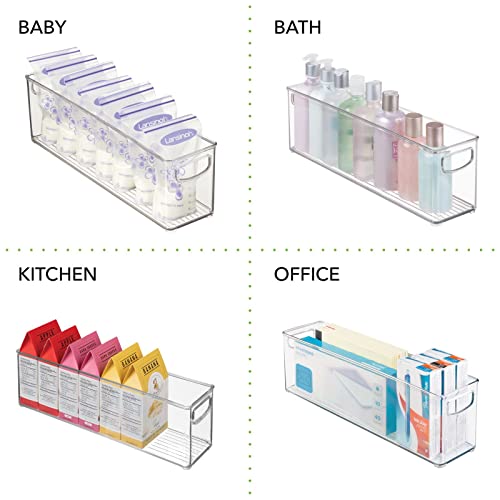 Mdesign Plastic Bathroom Organizer - Storage Holder Bin W/ Handles For Vanity, Cupboard, Cabinet Shelf, Linen/Hallway Closets, Holds Styling Tools, Beauty Products - Ligne Collection - 8 Pack - Clear #TOP5