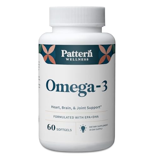Pattern Wellness Omega 3 Softgels - Pure Fish Oil Formula - Brain, Heart, & Joint Support - 3Rd Party Lab Tested - Non-Gmo, Dairy-Free cover