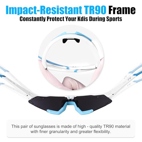 Image of X-TIGER Polarized Kids Sunglasses Youth Baseball Sunglasses UV400 Boys Girls Sports Sun Glasses for Softball Cycling Scooter