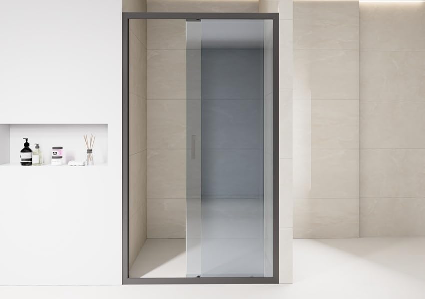 Bathroom Sliding Door Shower Enclosure Screen Walk in 6mm Glass Door Cubicle (Dark Grey Tint Glass, 900mm)