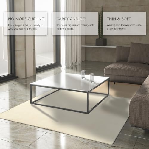 Tapis 140x200cm lavable beige à blocs de couleur modernes - 4