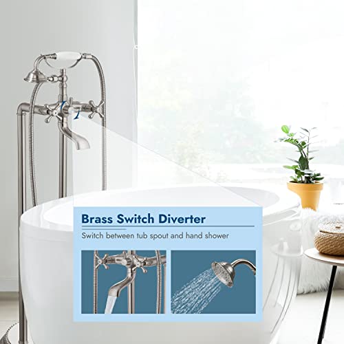 Robinet debout baignoire au sol bronze avec spray main LWX - 4