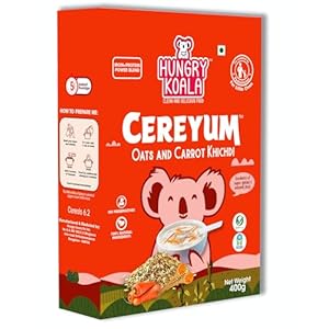 HUNGRY KOALA Oats & Carrot Khicdi Cereal Made With Natural Ingridients For Kids To Grow Healthy No Preservative Or Additives Or Maida 400 Grams Pack