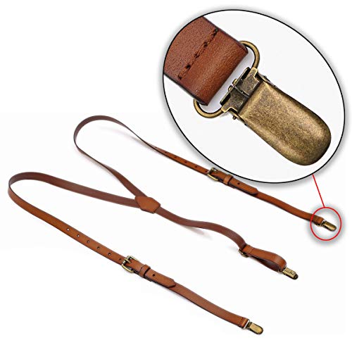 Eurynome Leather Suspenders For Men, Brown Genuine Leather Suspenders Groomsmen Gifts (01#, L) #TOP5