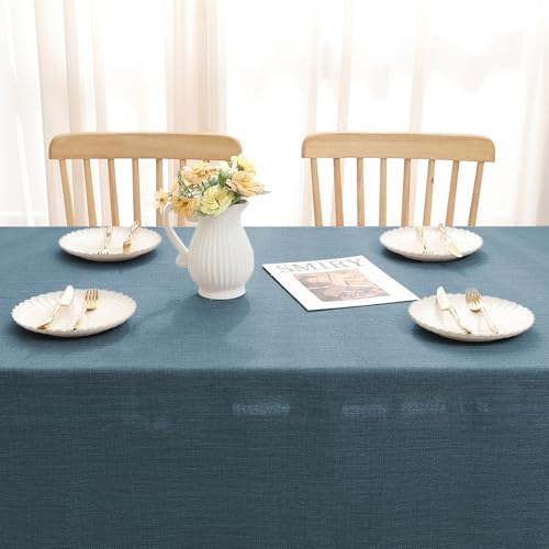 Smiry Leinenoptik Tischdecke Eckig 140 x 100 cm Blau – Ansicht 6