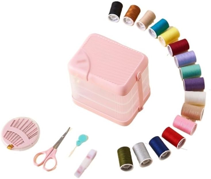 MVNOIRE Plastic Multi-Functional Rotating Household Sewing Kit Tool Box Needle Thread Bag