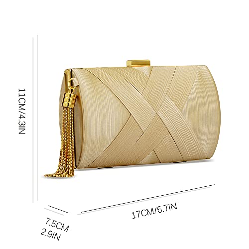 Zebrum Womens Evening Clutch Bag Designer Evening Handbag Hand Bag,Lady Party Wedding Clutch Purse (Beige-Elegant Tassel) #TOP1