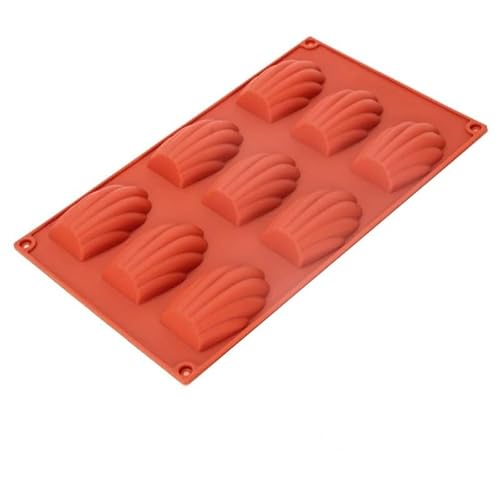 Ariettie Pans for Baking, 1Pcs 9-Cavity Non-stick Silicone Madeleine Cookies Trays for Baking, Shell Shape Madeleine Mold Cake Pans silicone mold